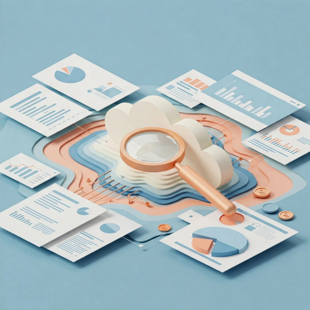 the image is a 3D graphic representation of exploration or navigation, with a map featuring various icons and symbols representing different aspects of travel or discovery.