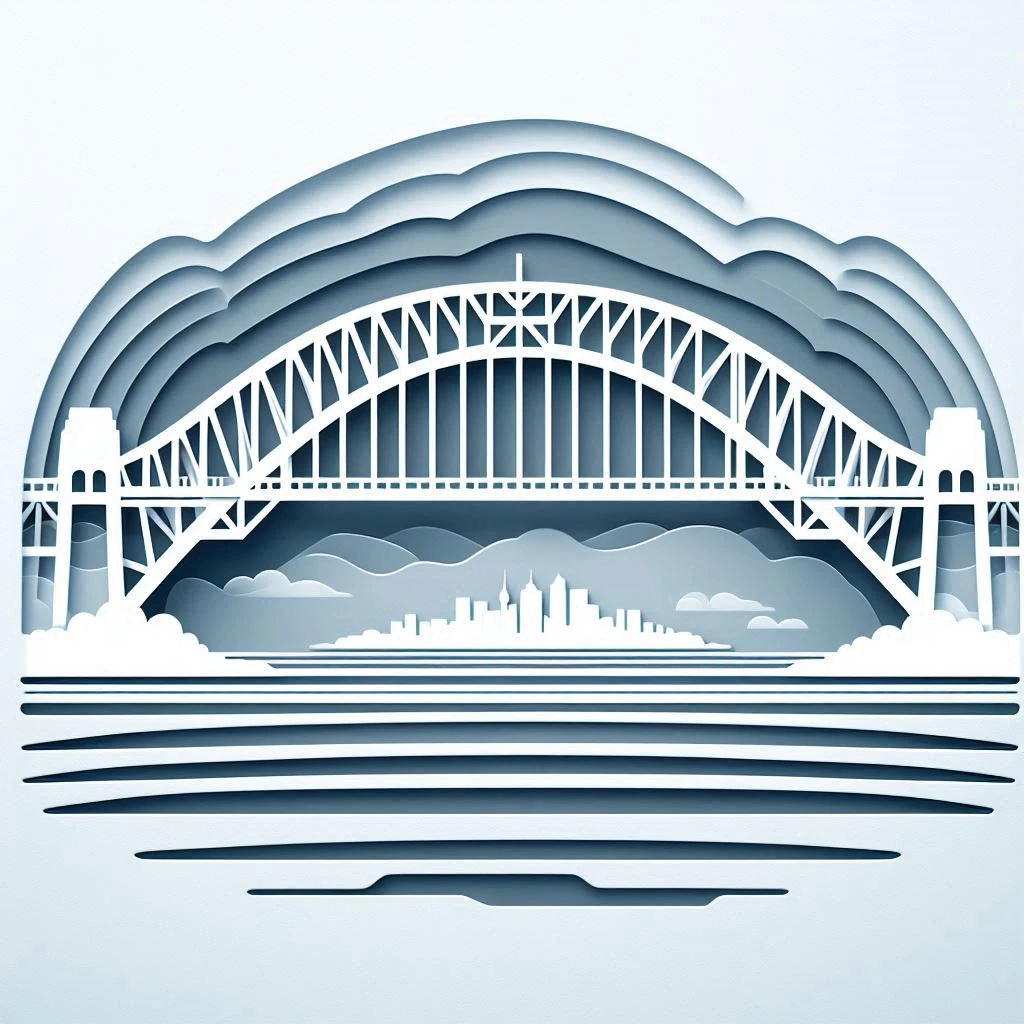 Sydney harbour bridge papercut style